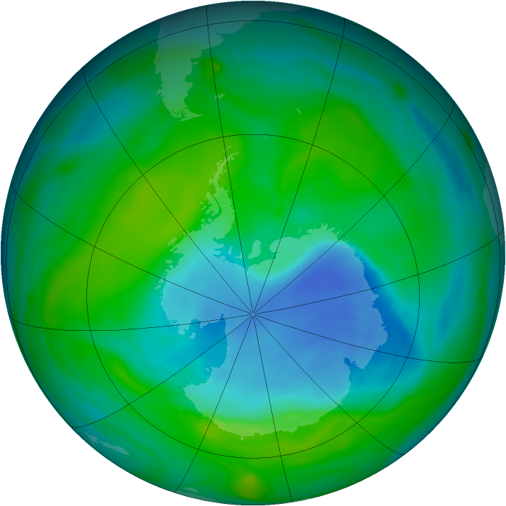 Antarctic ozone map for 14 December 2007